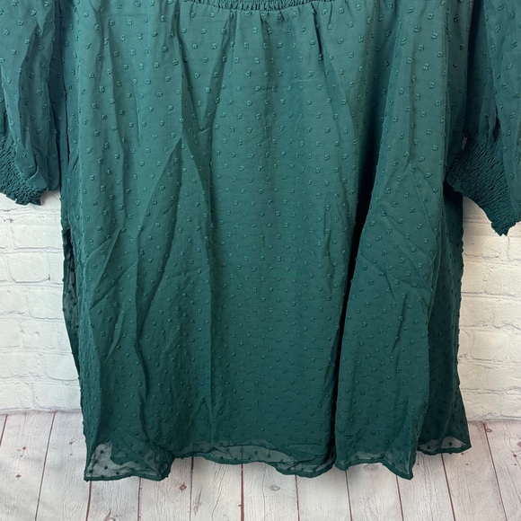 BloomChic Green Clip Dot Long Sleeve V Neck Dress With Pockets Plus Size 2X - Picture 6 of 8